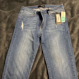 Just Black Women's Distressed Blue Skinny Jeans